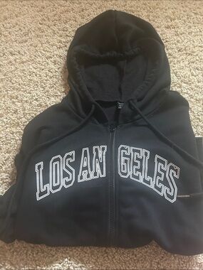 Black 'Los Angeles' Zip-Up Hoodie